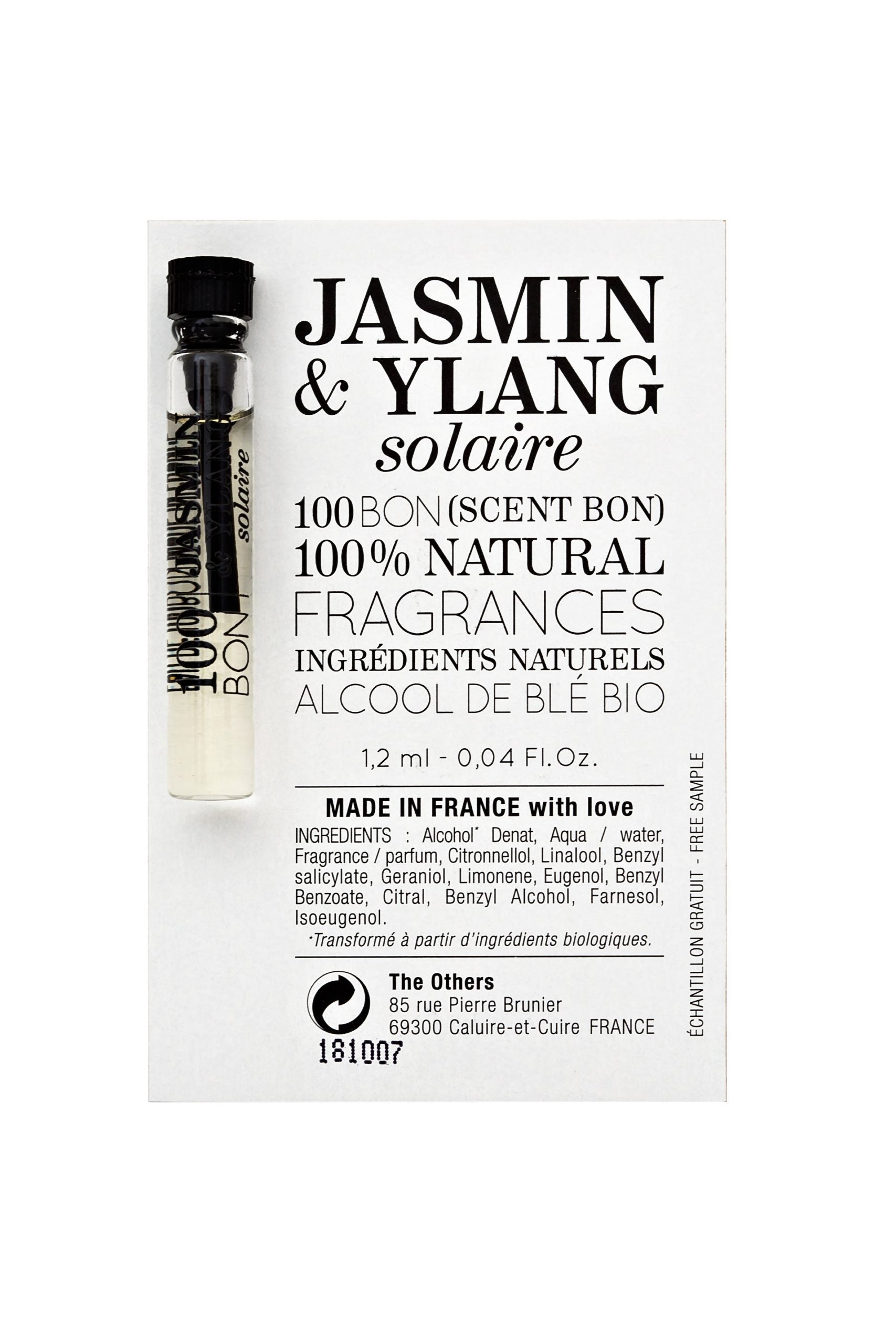 Jasmin & Ylang solaire, Eau fraîche 100BON