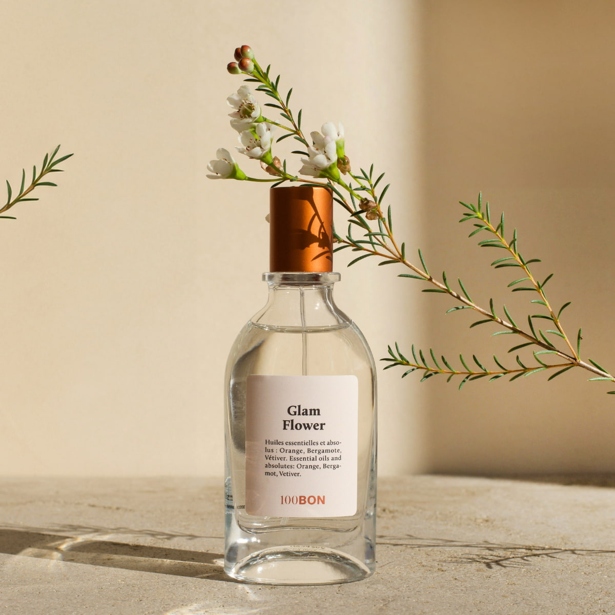 Eau de toilette naturelle - Glam Flower - Flacon rechargeable et fleurs